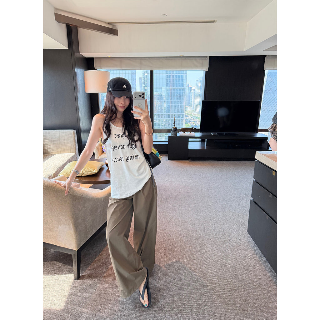 Gathered Hem Wide-Leg Pants_BDHL8343