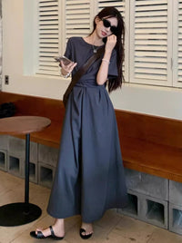 Loose Shoulder Draped Dress_BDHL6229