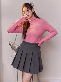 Half Turtleneck Collar Slim Tops_BDHL6834