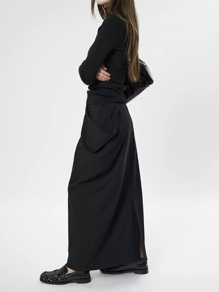 Irregular Pleated Long Skirt_BDHL6898