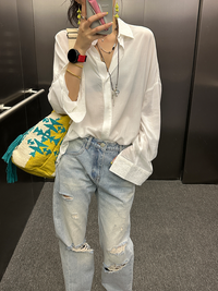 Lace-Stitched Thin Shirt_BDHL7272