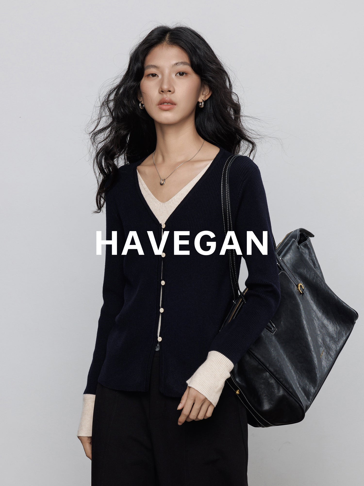 V-Neck Two-Piece Style Cardigan_BDHL7785