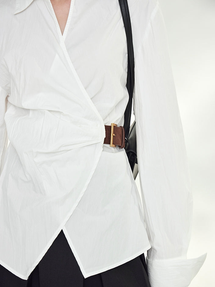 Asymmetrical Waist Belt Shirt_BDHL7789