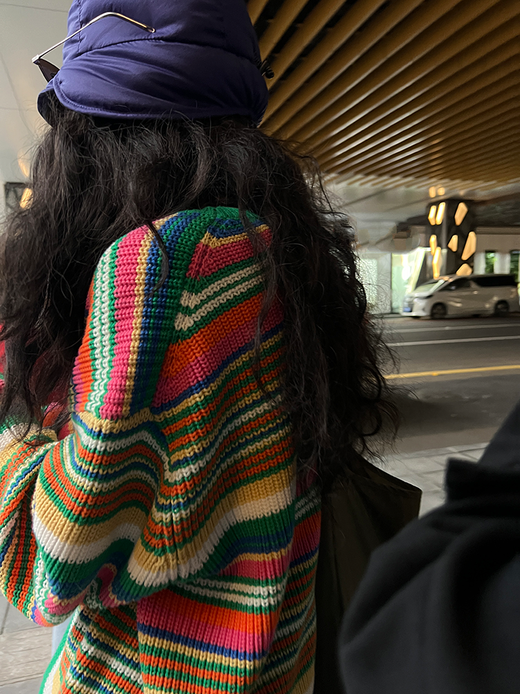 Multi-Coloured Loose Stripe Pullover_BDHL6731