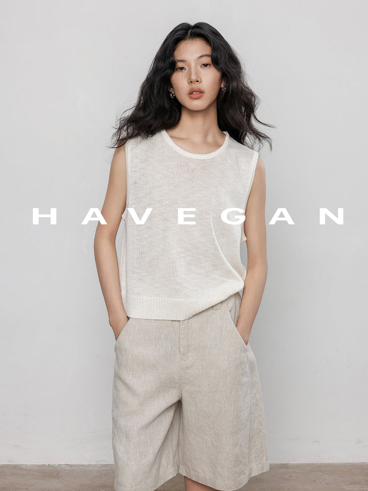 Round Neck Sleeveless Tops_BDHL7233