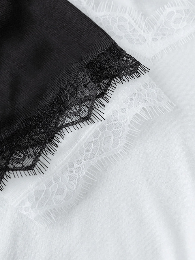 蕾絲V領長袖上衣_BDHL8058