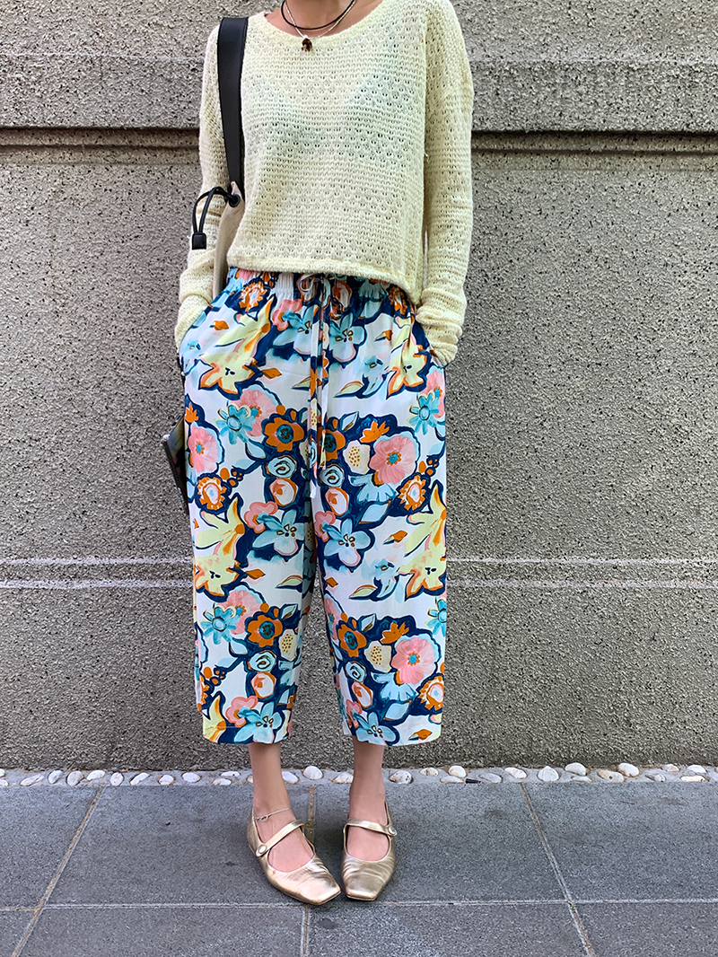 Colorful Cropped Wide Pants_BDHL6111