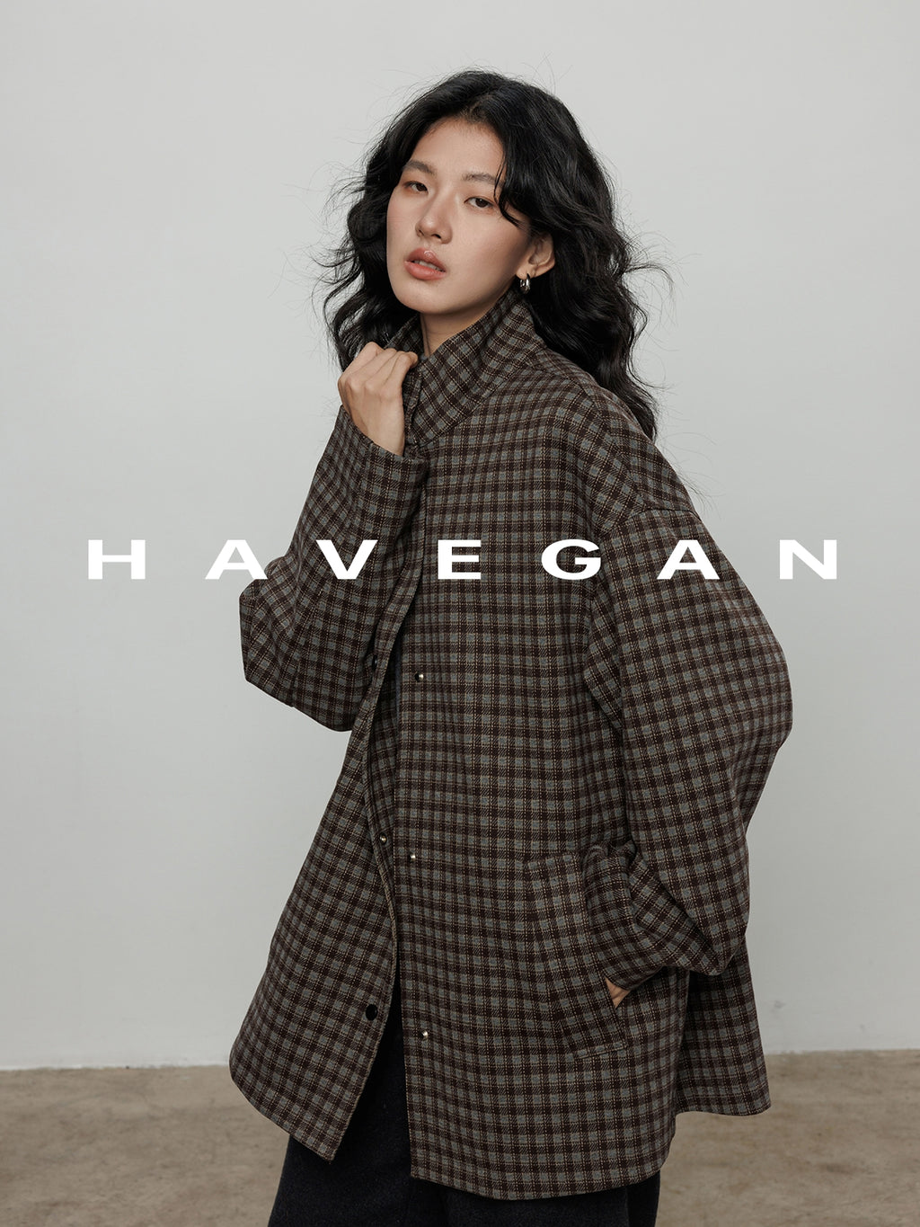 立領格紋上衣_BDHL7961