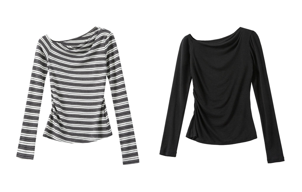 One-Shoulder Long-Sleeved T-Shirt_BDHL7734