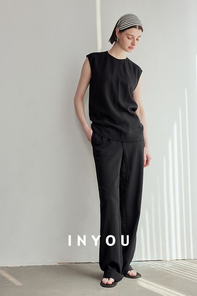 Draped Elastic Waist Wide Pants_BDHL6122