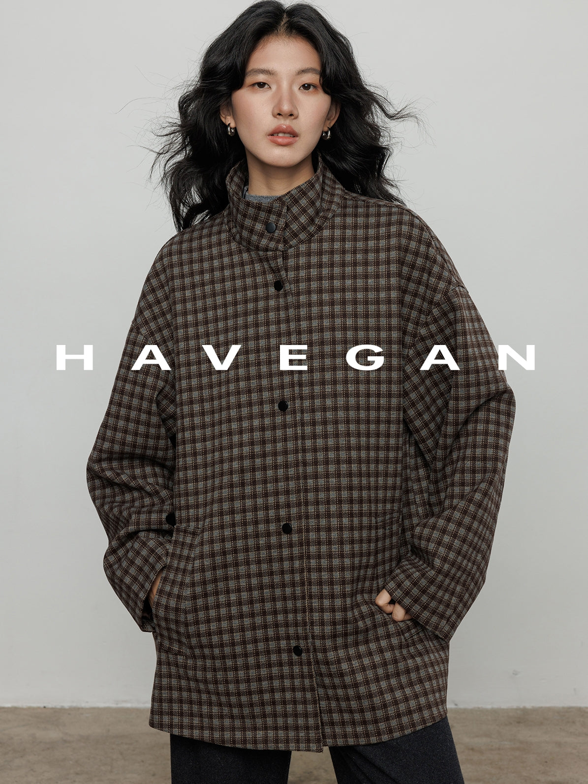 立領格紋上衣_BDHL7961