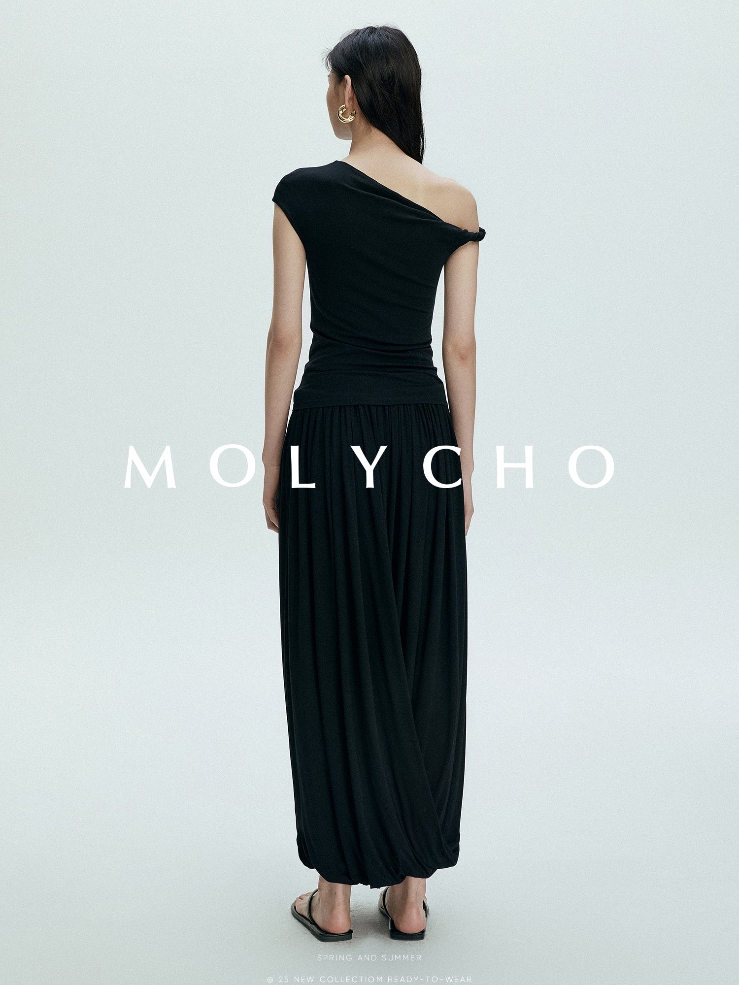 Pleated Long Skirt Pants_BDHL7398