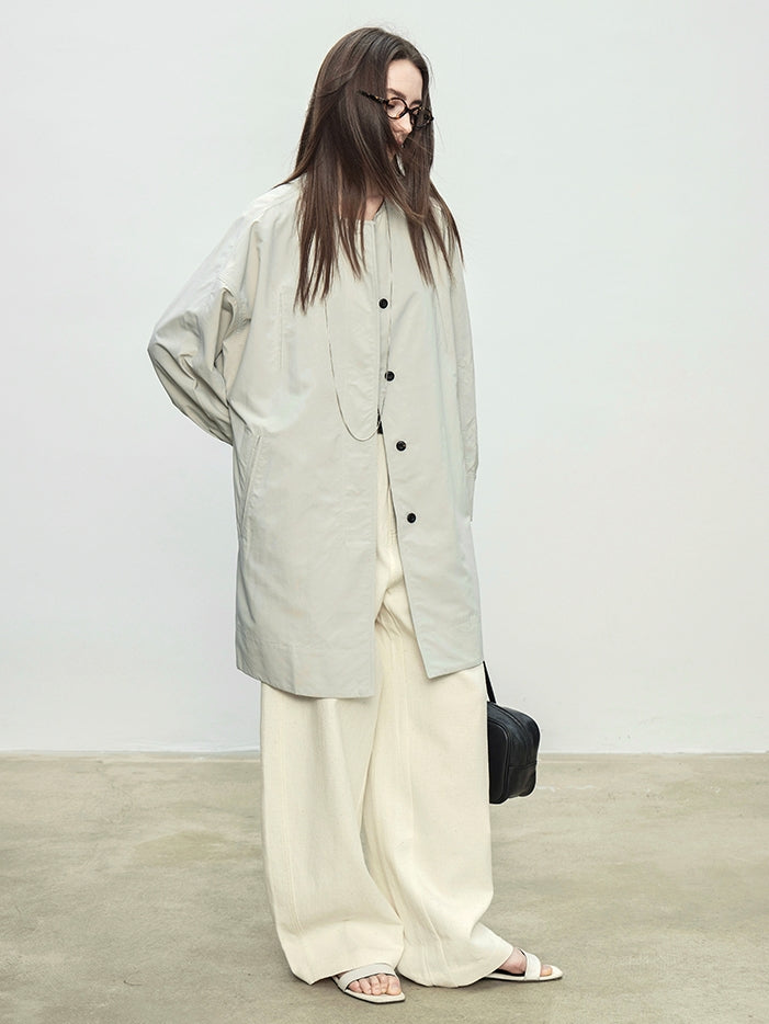 Collarless Long Windbreaker_BDHL7102