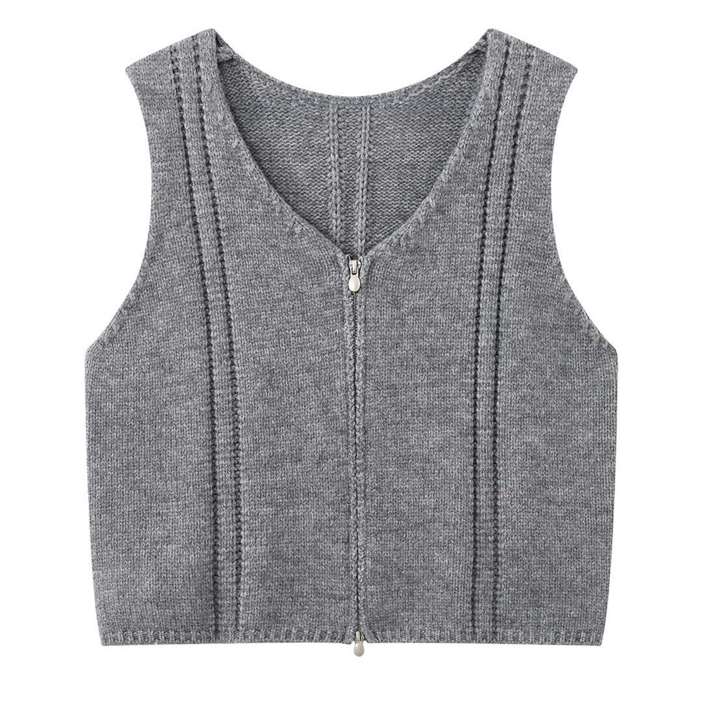 Double-Zip Sleeveless Tops_BDHL8150