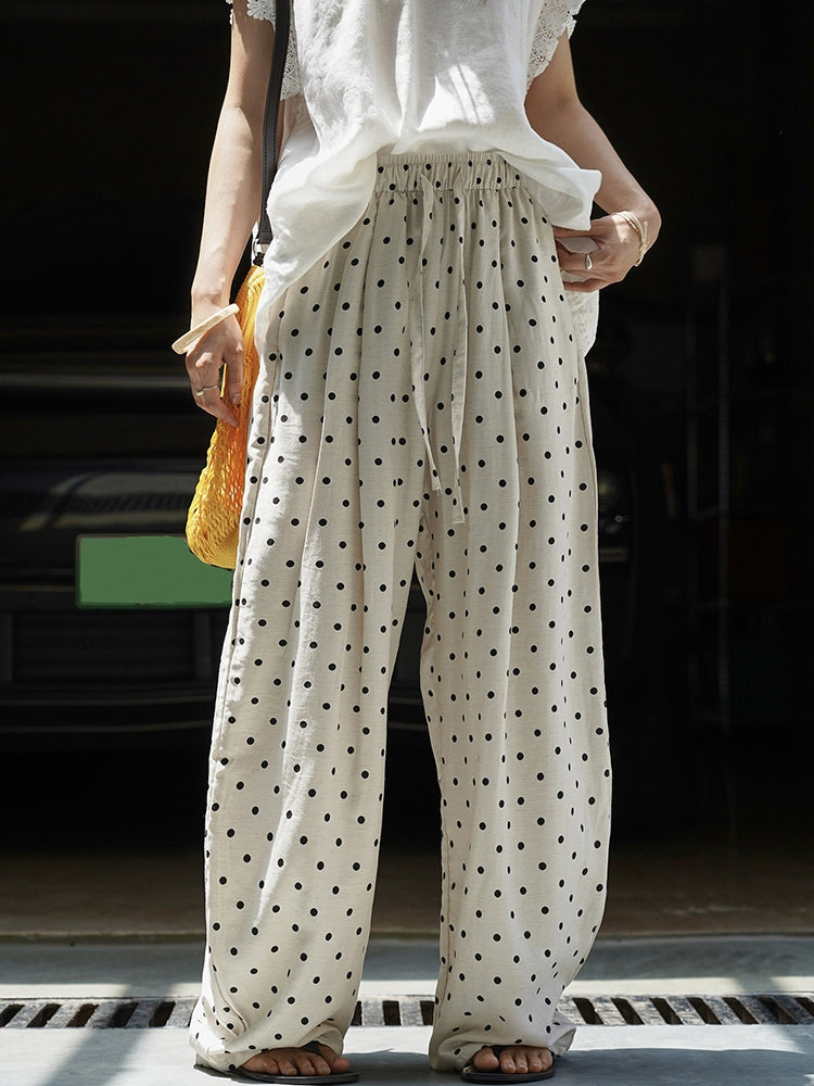 Polka-Dot Wide-Leg Draped Pants_BDHL7531
