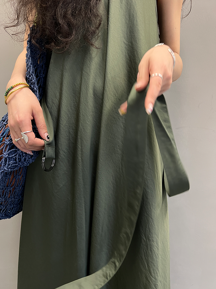 Waist Belt Sleeveless Dress_BDHL7656