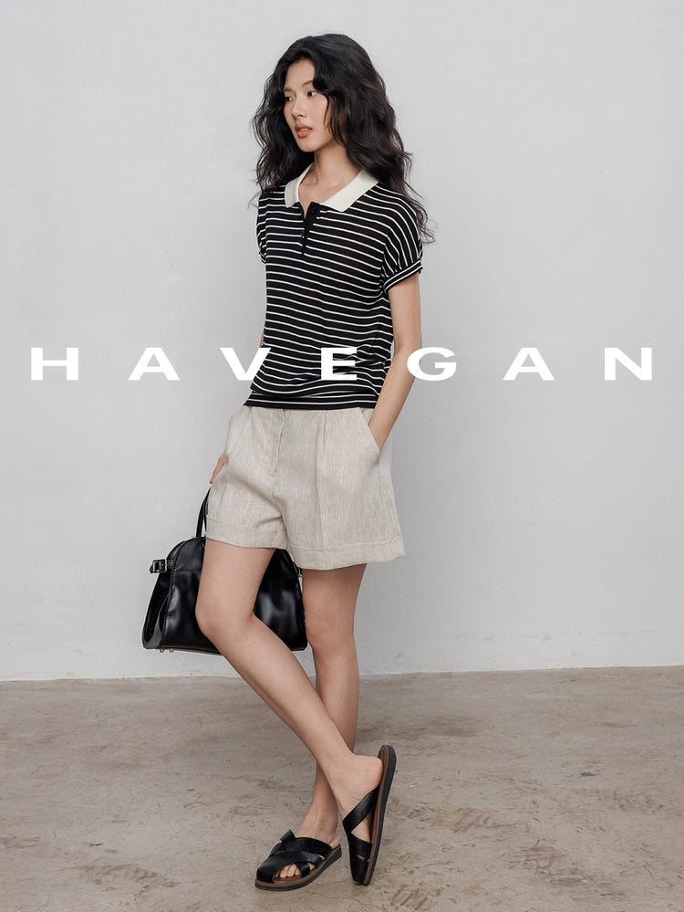 Polo Collar Border Tops_BDHL7232