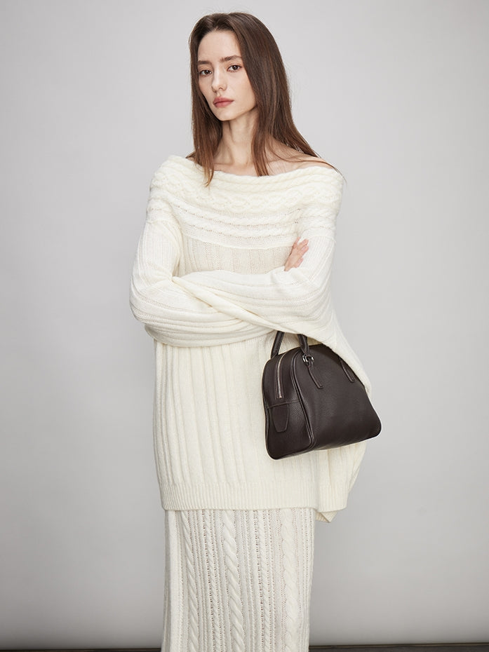 Off-Shoulder Knit Tops Or Knit Waist Skirt_BDHL7992