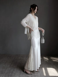 Lace-Trim Satin Mermaid Skirt_BDHL7297