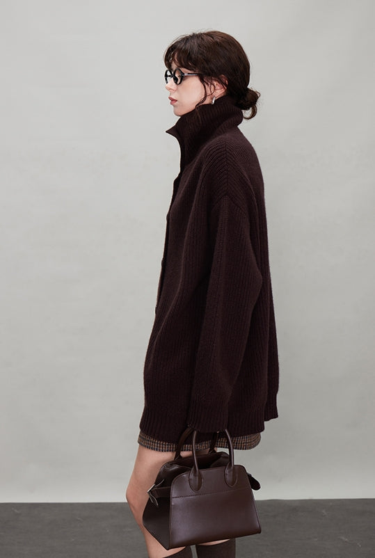 厚針織長版翻領開襟衫_BDHL7942