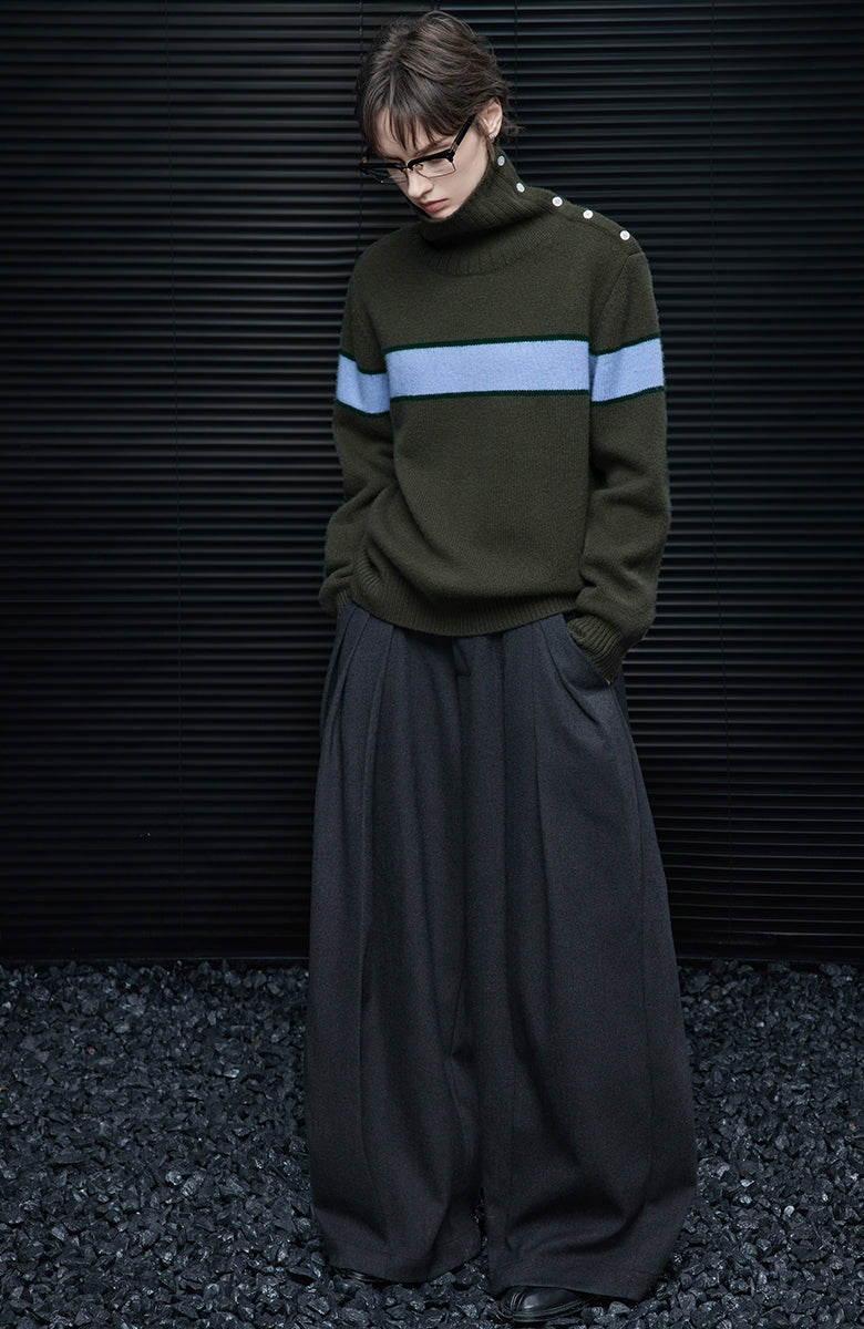 Contrast Color Line Knit Tops_BDHL7800