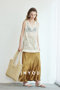 Tassel Lace Vest or Collarless Jacket_BDHL6142