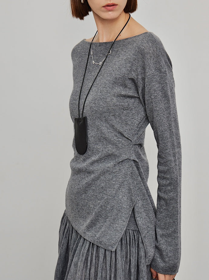 Knitted Slit Tops or Pleated Skirt_BDHL6450