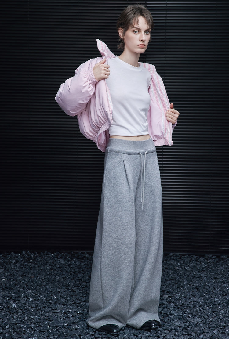 Grey Sweat Wide-Leg Pants_BDHL7879