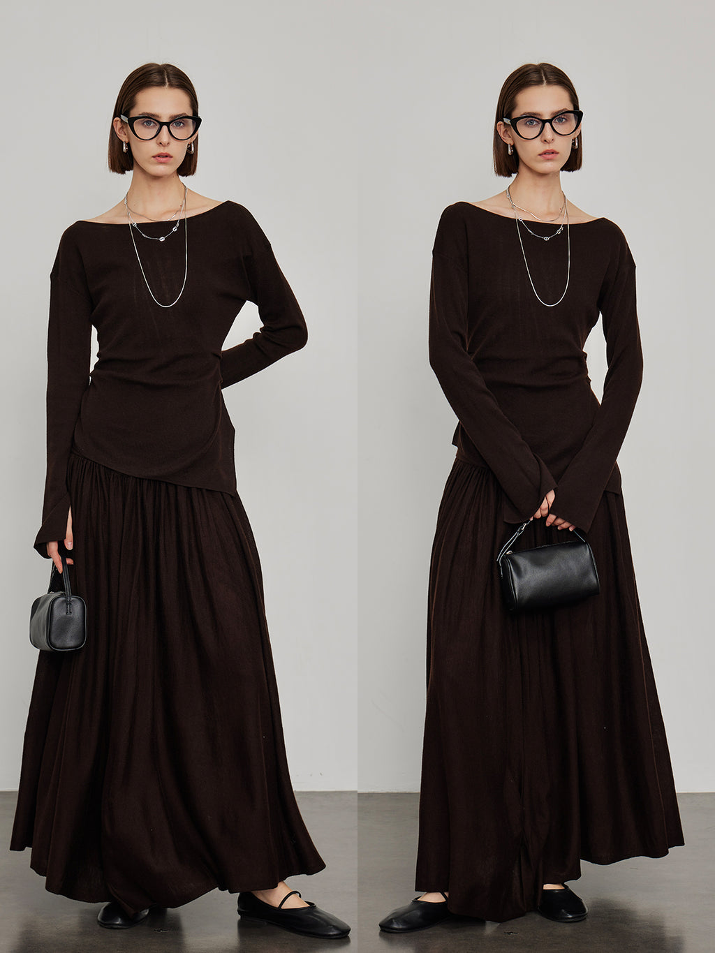Knitted Slit Tops or Pleated Skirt_BDHL6450