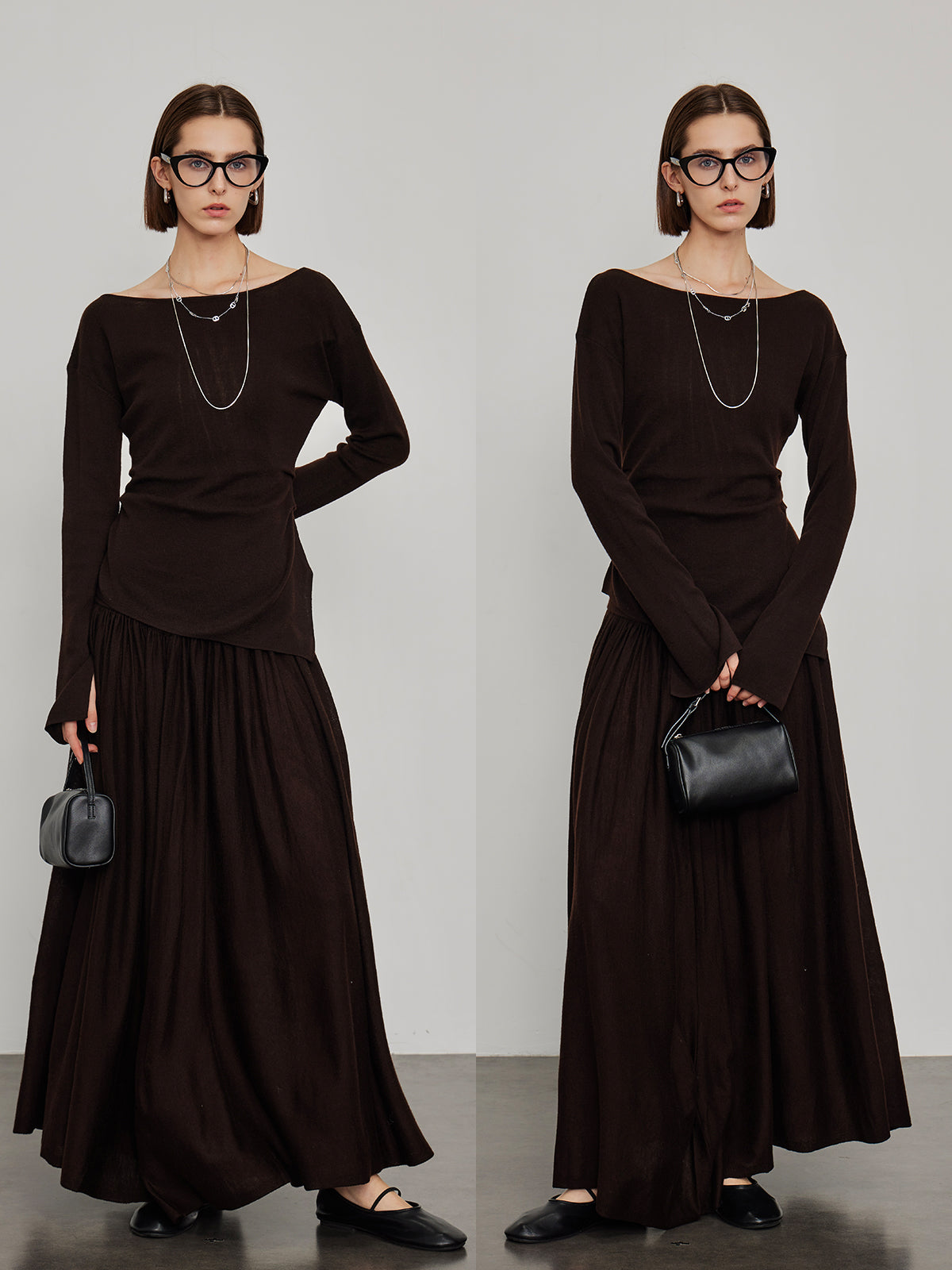 Knitted Slit Tops or Pleated Skirt_BDHL6450