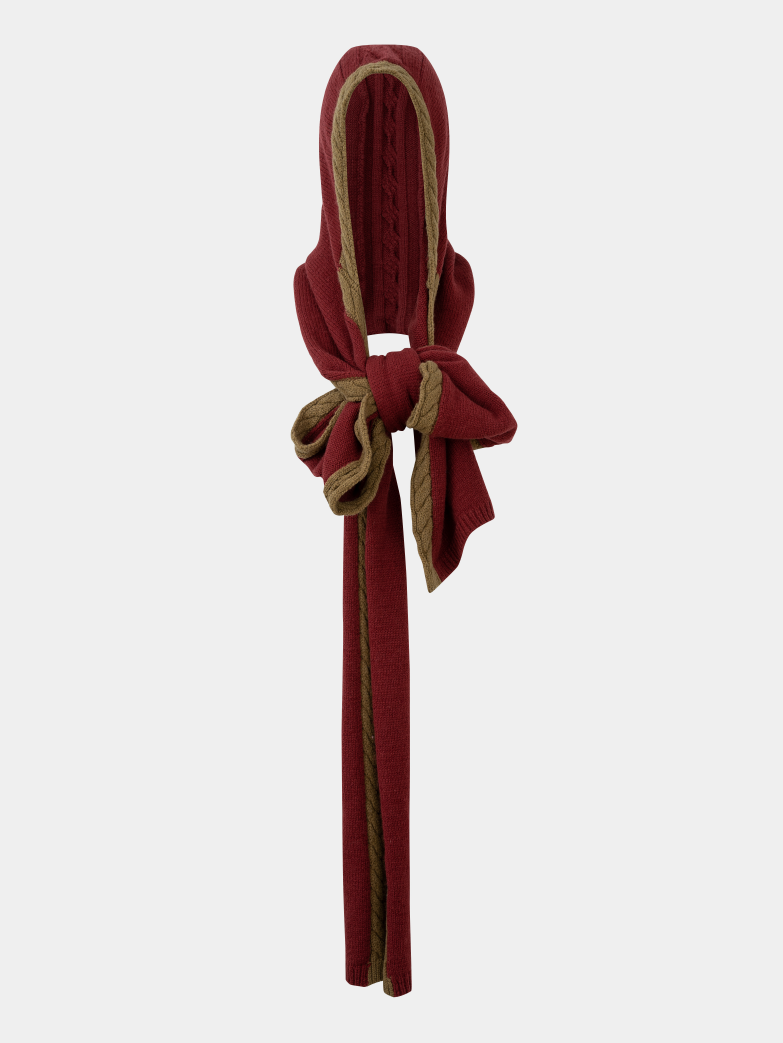Contrast Color Hooded Scarf_BDHL6963