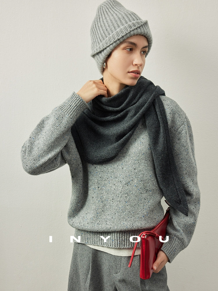 V-neck Gray Knitted Tops_BDHL6907