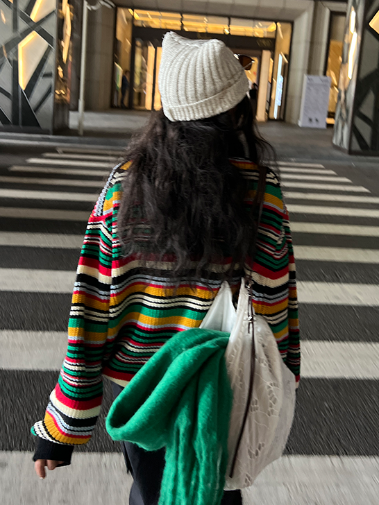 Multi-Coloured Loose Stripe Pullover_BDHL6731