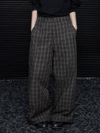 Checked Down Wide-Leg Pants_BDHL6575