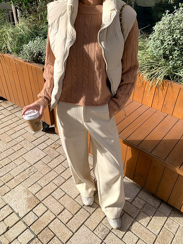 Crew-Neck Cable Knit Tops_BDHL8048