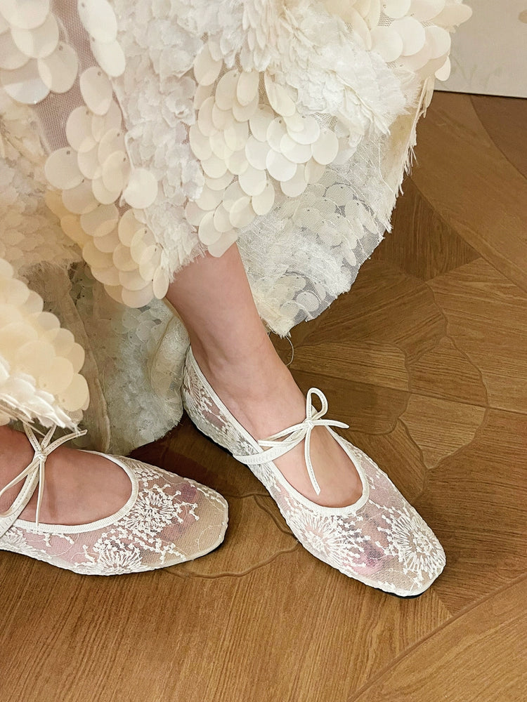 Lace Hollow Bowknot Shoes_BDHL7456