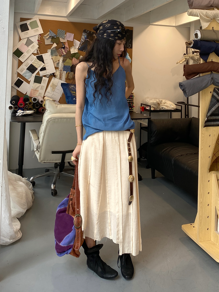 Splicing Draped A-Line Skirt_BDHL7542