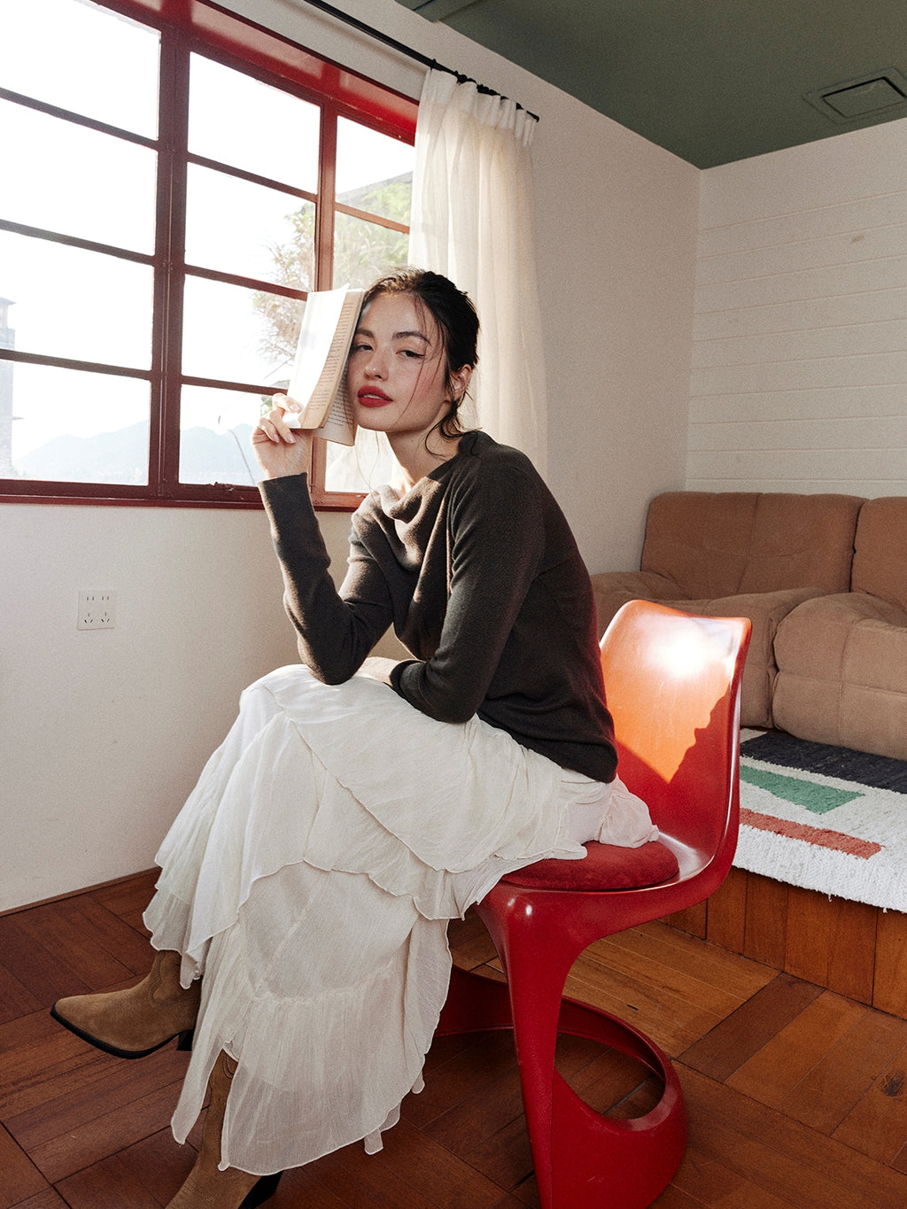 Asymmetrical One-Shoulder Knit Tops_BDHL7997