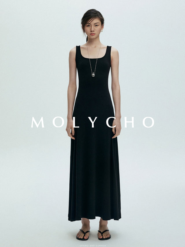 Square Neck Sleeveless Dress_BDHL7397