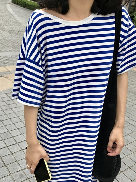 Backless Striped Sleeveless Dress_BDHL7548