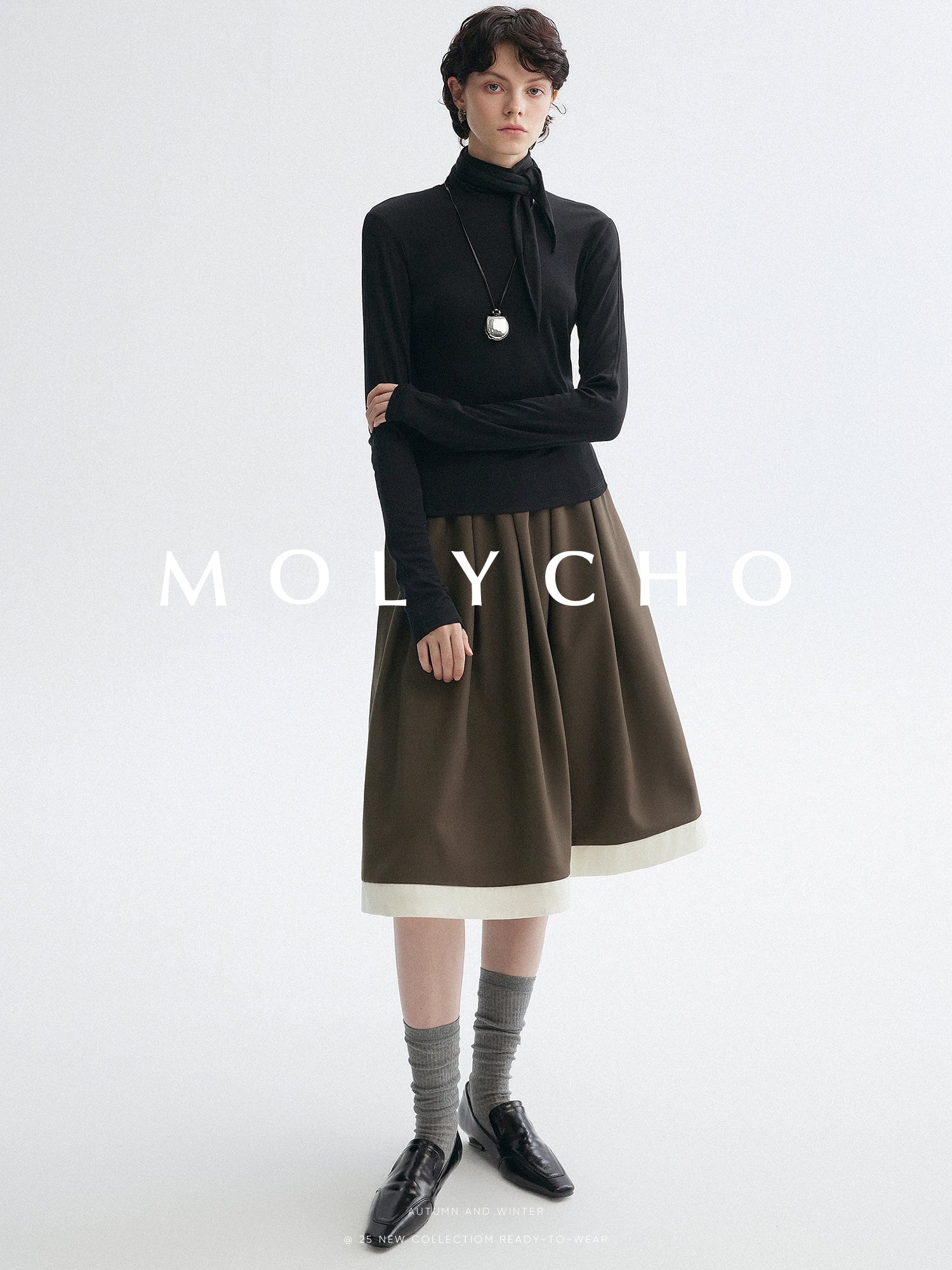 高領繫帶上衣_BDHL7951