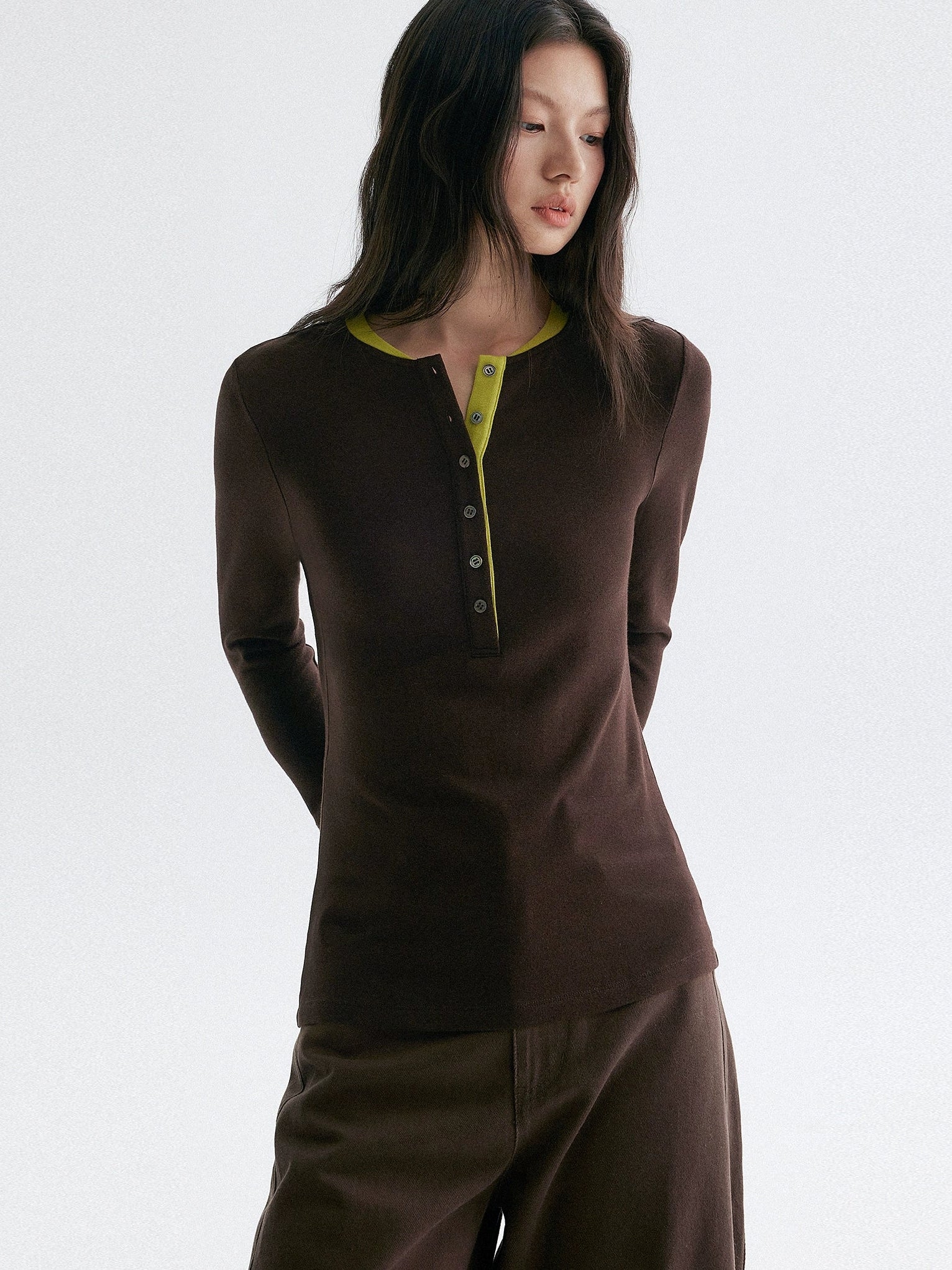 亨利領長袖上衣_BDHL7953