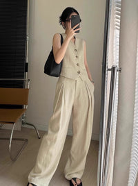 V-Neck Vest and Mop Pants Set_BDHL6194