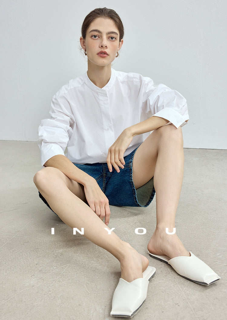Stand Collar Simple Tops_BDHL7714