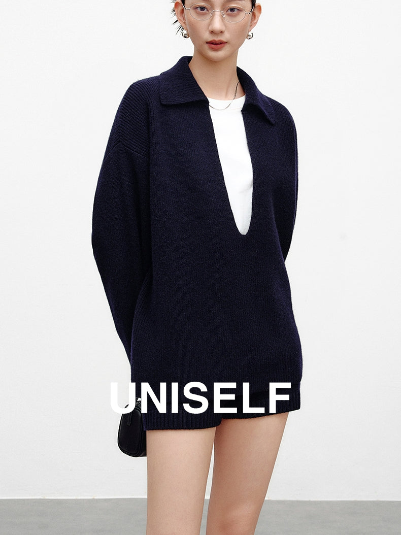 Large V-Neck Knitted Tops Or Shorts_BDHL6968