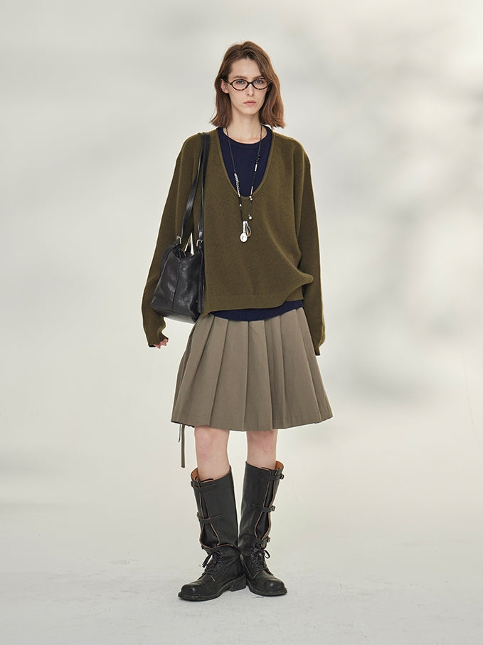 Two-Piece Style U-Neck Knit Tops_BDHL7746