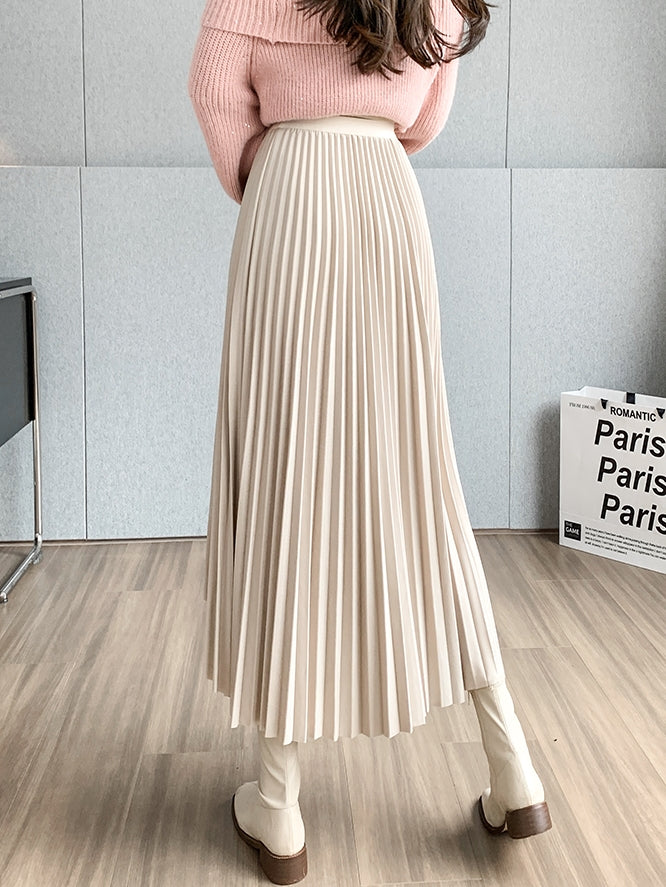 Irregular A-Line Pleated Skirt_BDHL7219