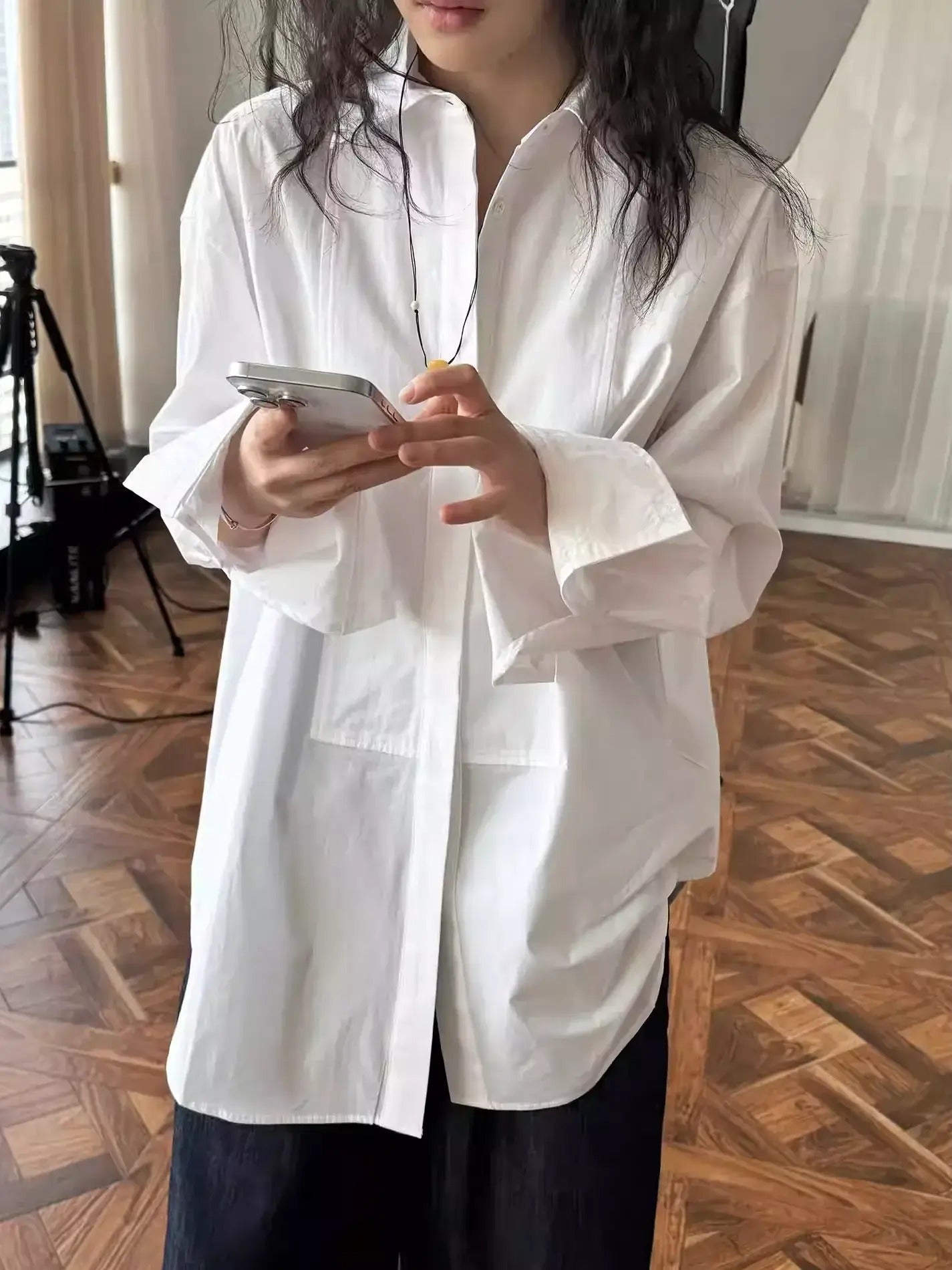 Simple Design Lapel Shirt_BDHL7373