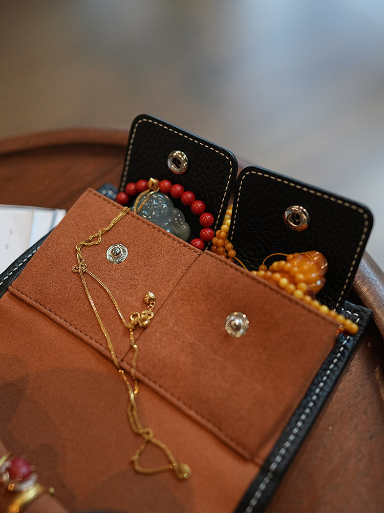 Leather Tri-Fold Jewelry Roll Pouch_BDHL8434