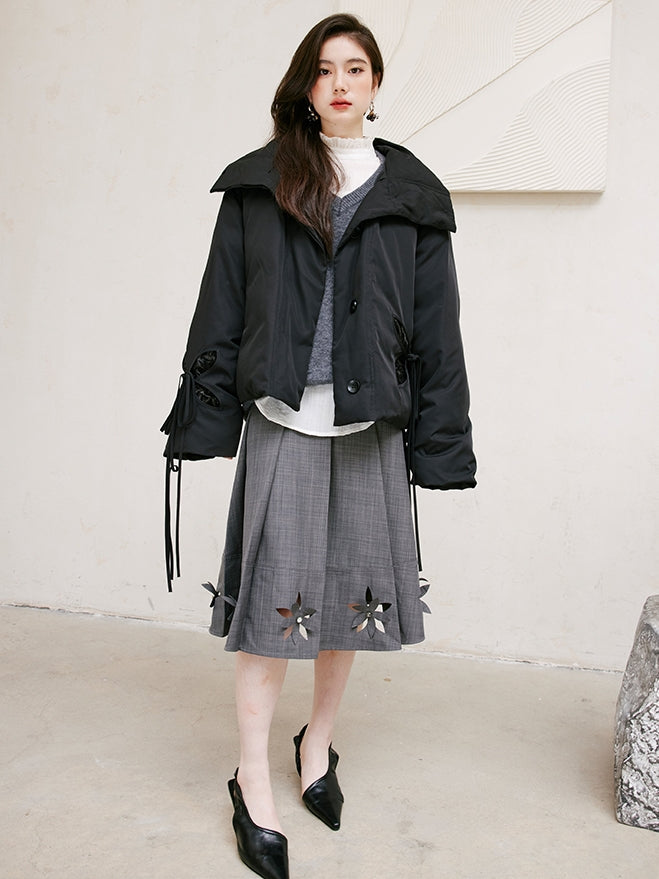 Ruffle High-Neck Sheer Blouse_BDHL6751